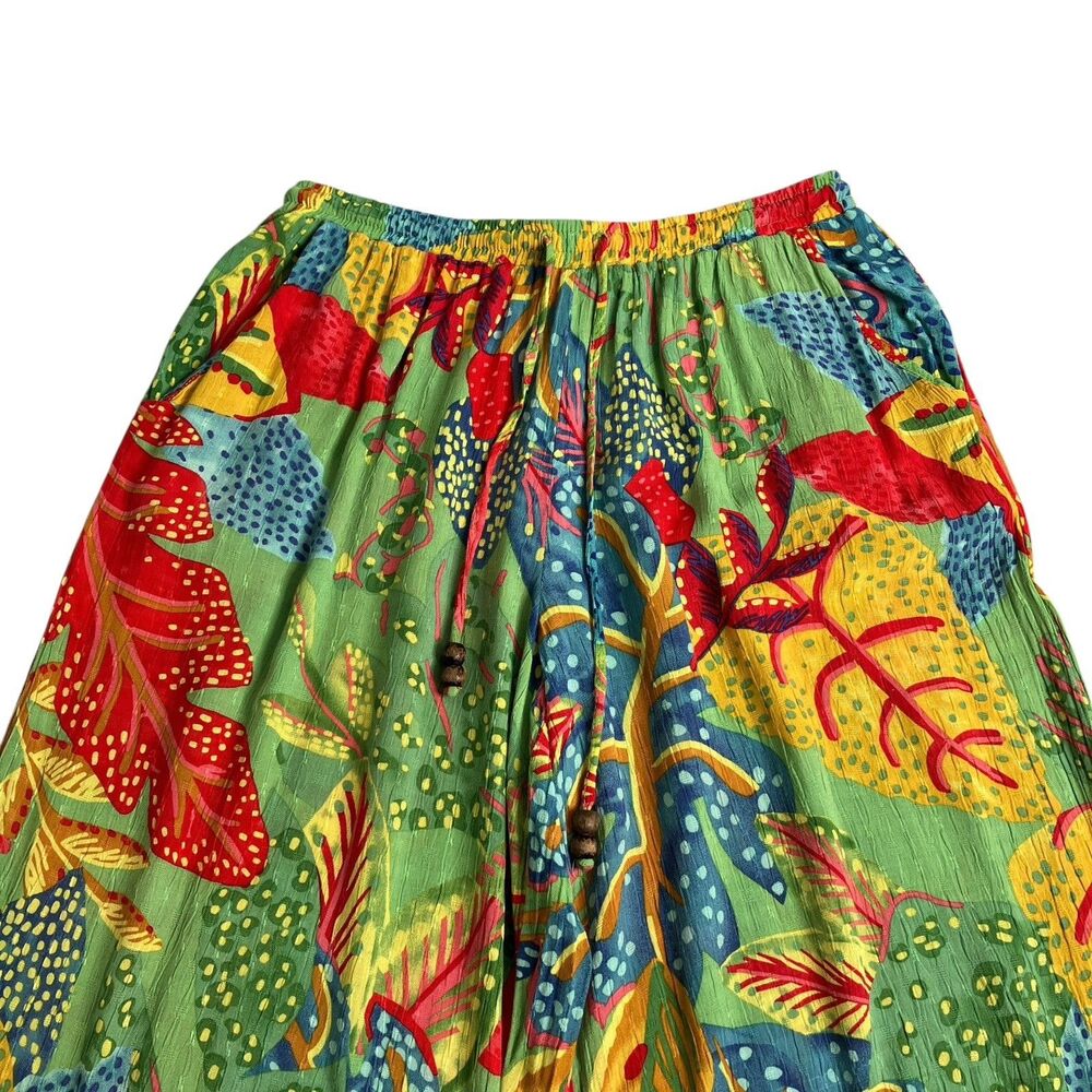 Christian Siriano Pants Womens XS Colorful Floral Wide Leg Crop Pull On Resort - Picture 2 of 16